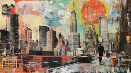 Fototapeta premium mix media collage art of elements of Arizona and New York city