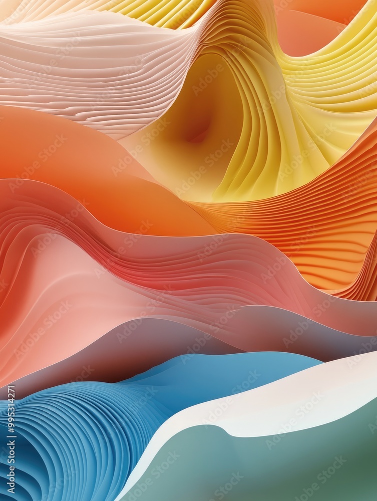 Aufkleber abstract minimalist 3d illustration featuring colorful layered lines creating an inspiring backgroun
