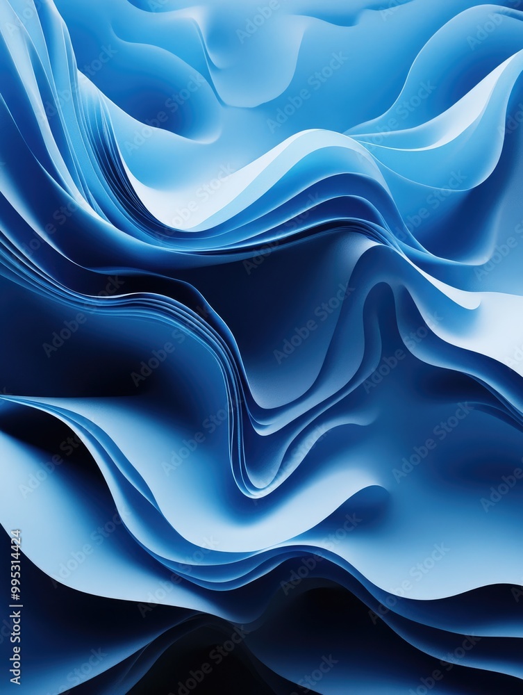 Poster fantasy 3d rendering of a blue abstract wave backdrop