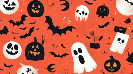 Flat 2D cartoon style Halloween design suitable for flashcards or other creative uses