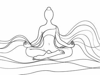 Meditative Harmony: A Flowing Depiction of Inner Serenity Through Intricate Linework