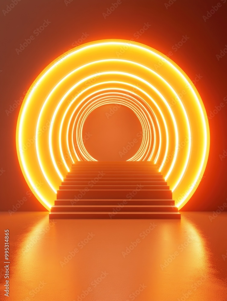 Poster abstract 3d rendering of a circular opening with a luminous background