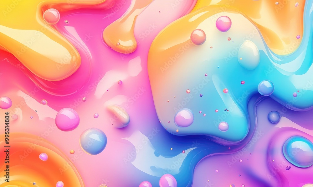 Aufkleber abstract colorful banner featuring floating liquid blobs and fluid shapes futuristic composition wit