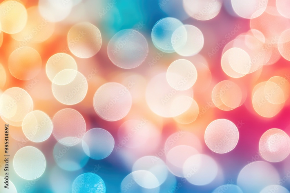 Poster colorful bokeh circles on a soft white background with a blurred effect