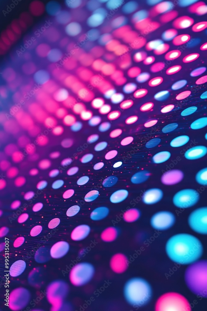 Poster abstract neon backdrop featuring shimmering circles and a glossy finish illuminated background with 
