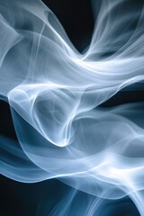 Fototapeta premium Abstract soft waves in shades of white and blue against a dark background