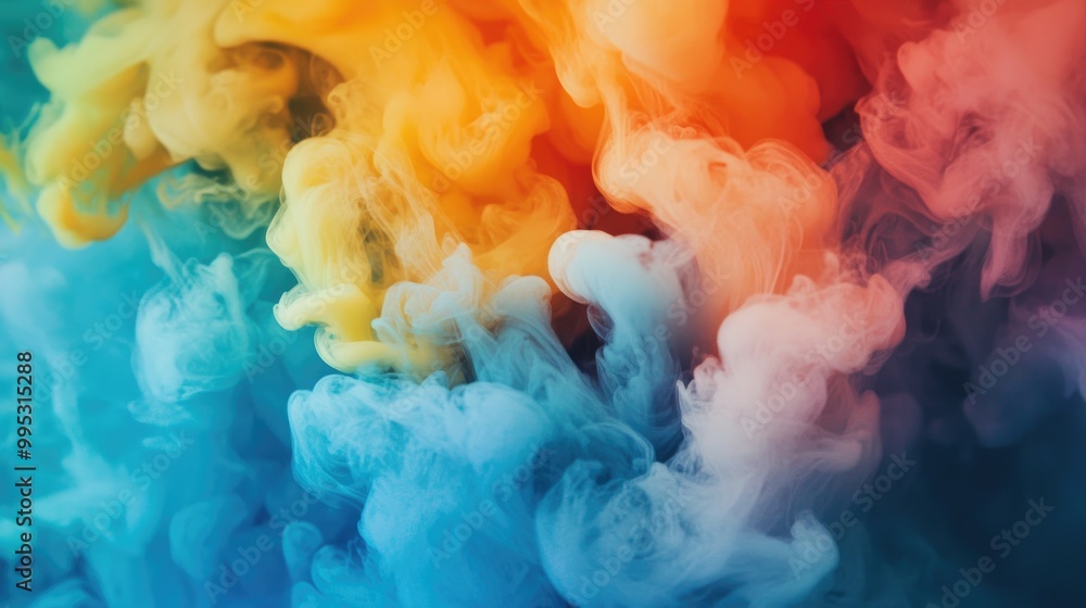 Poster vibrant ink swirling in water creating a captivating and colorful abstract display reminiscent of dr
