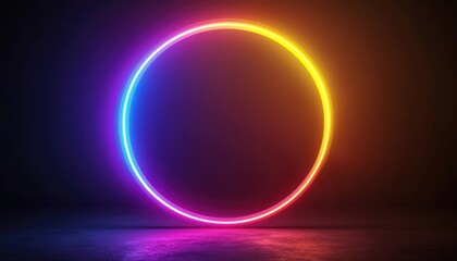 Bright circular frame with a glowing backlight effect featuring a designated area for text and promotional content