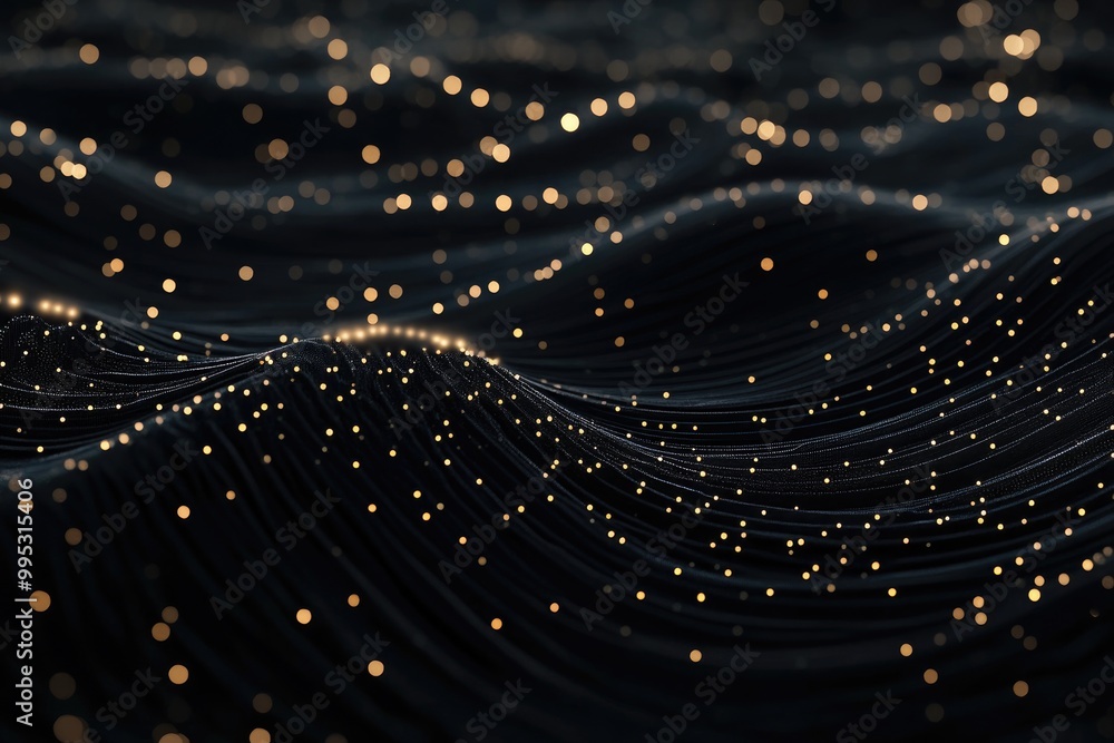 Poster black abstract background featuring a high tech network and a cyberspace grid resembling a starry ou