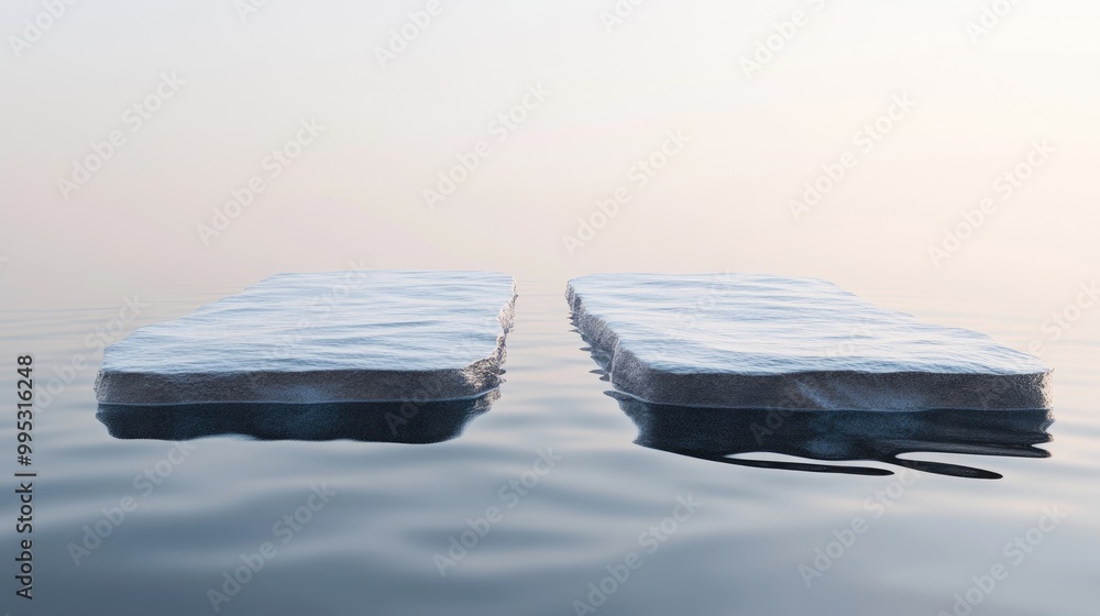Aufkleber two water surfaces depicted at varying angles in a 3d rendering