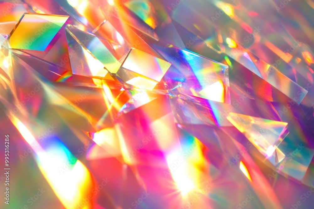Aufkleber blurred rainbow refraction overlay effect light prism effect on a bright backdrop holographic reflec