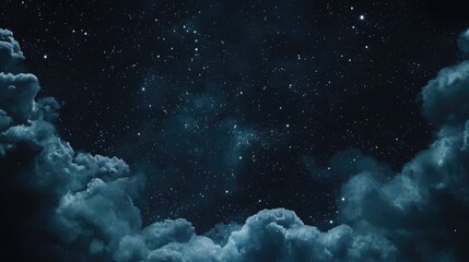 Obraz premium Serene night sky backdrop with a blend of stars and clouds