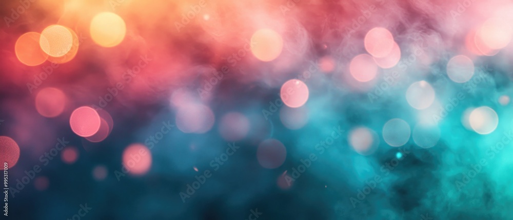 Aufkleber abstract blue green and red neon lights blend with soft fog creating a textured glass background in 