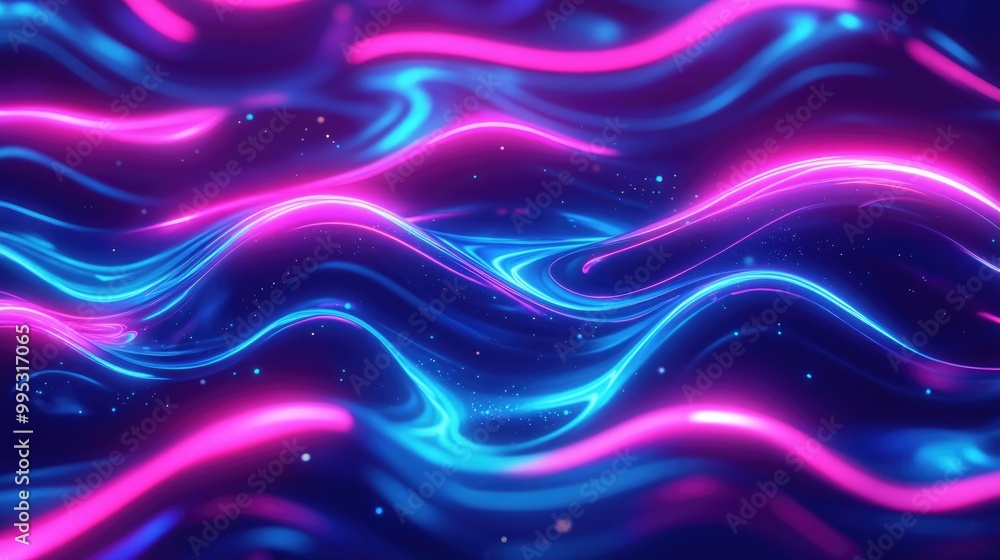 Aufkleber neon glowing waves with dynamic energy and light create a captivating motion background in this 2d c