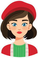 Stylish Girl with Red Beret