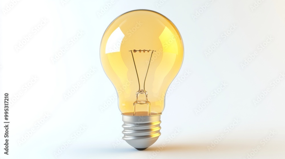 Poster bright idea - 3d light bulb icon for innovation and technology concepts with copy space on white bac
