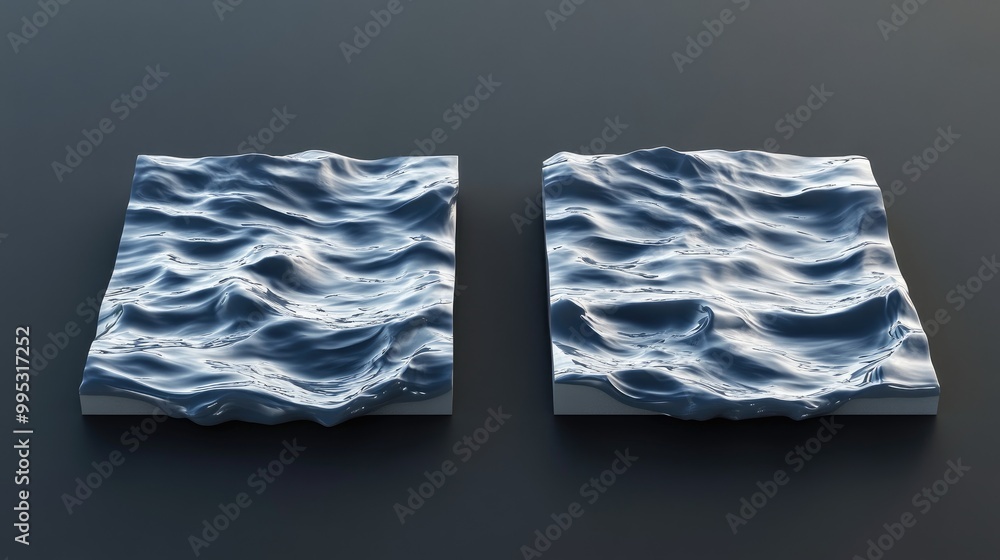 Poster two water surfaces depicted at varying angles in a 3d rendering