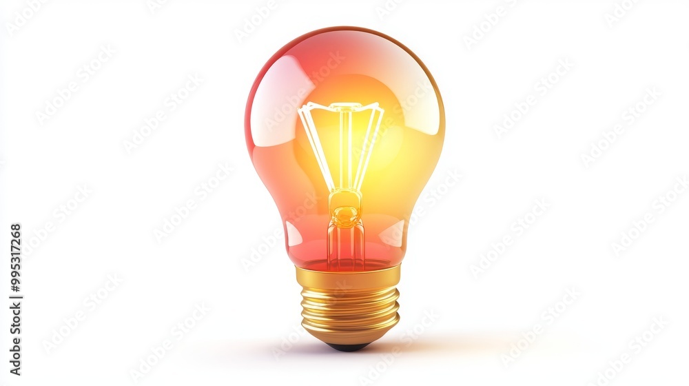 Poster bright 3d light bulb icon for innovation and technology concepts with copy space on white background