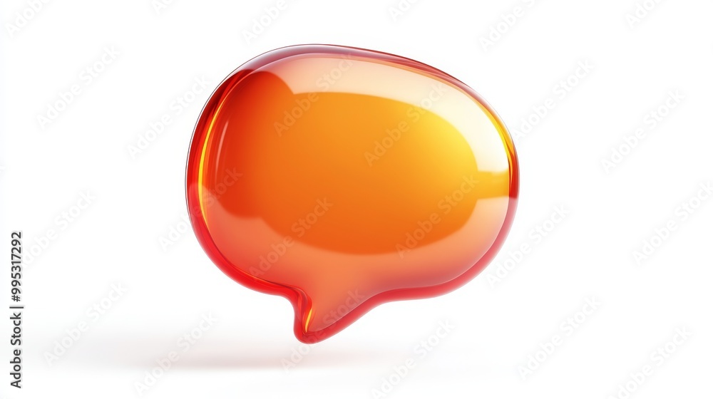 Poster modern 3d speech bubble icon for communication concepts with copy space on white background