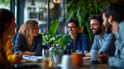 Friends Engaging in Conversation at a Cozy Cafe