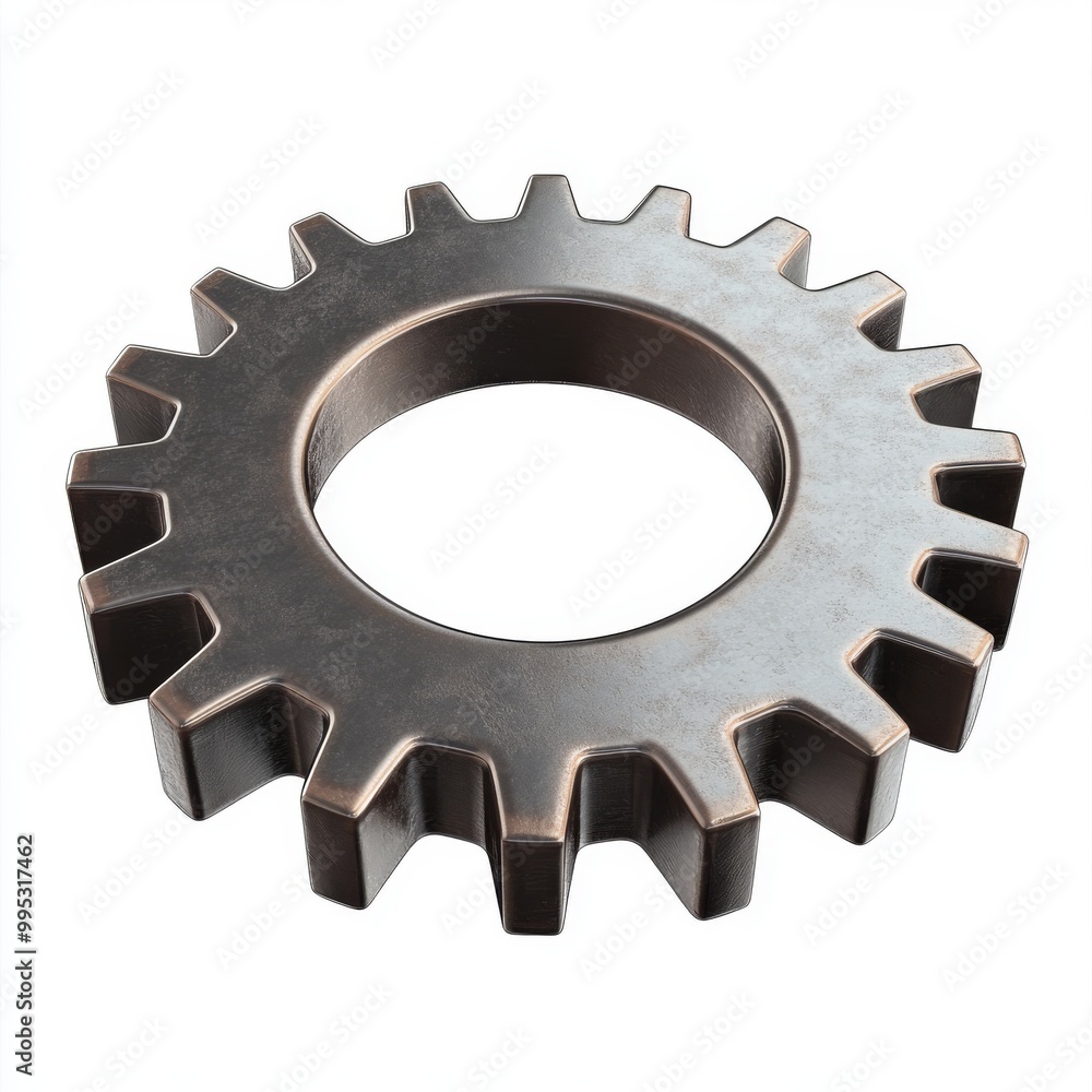 Poster abstract 3d gear icon isolated on white background with copy space - ideal for tech and engineering 