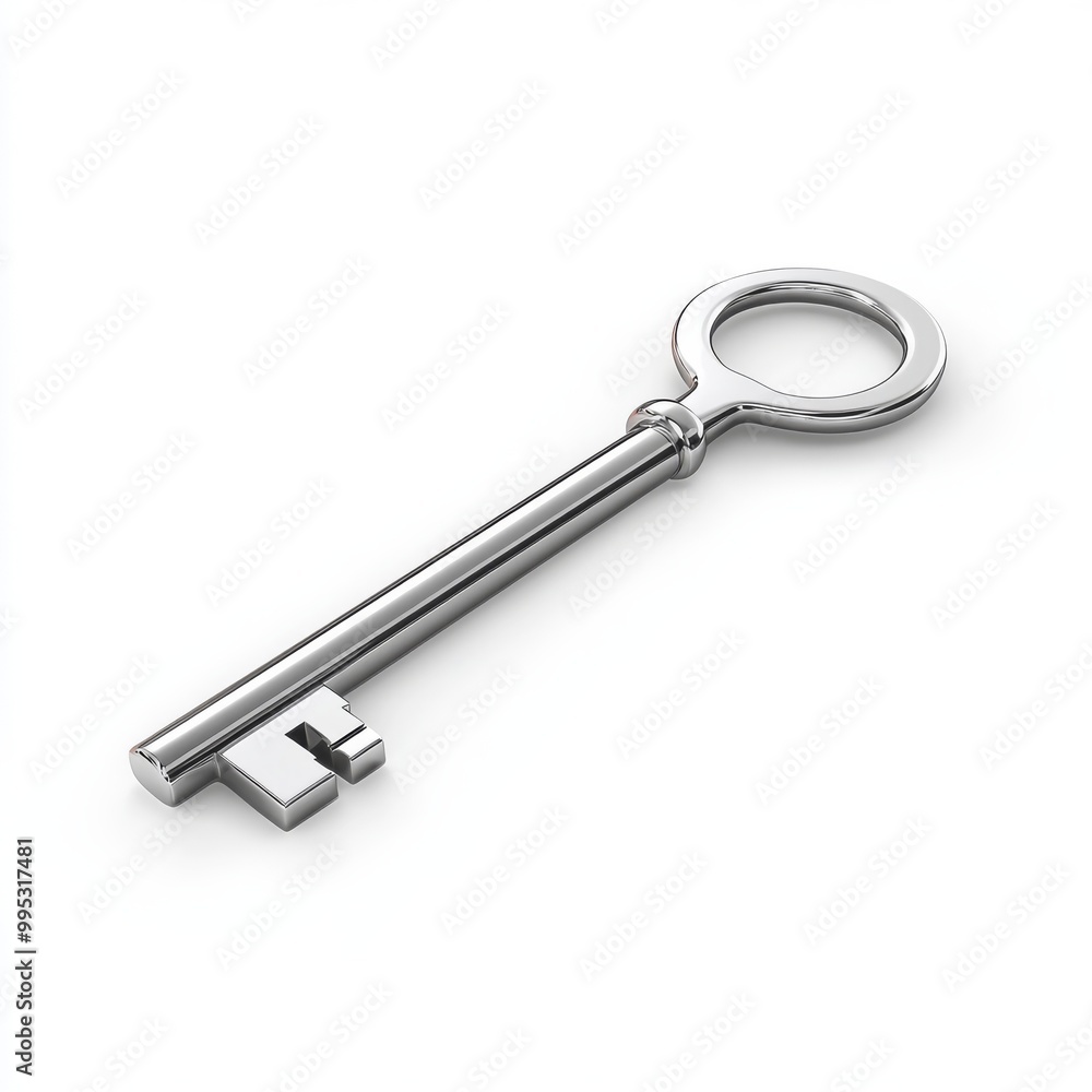 Poster modern 3d key icon for secure access campaigns on white background with copy space