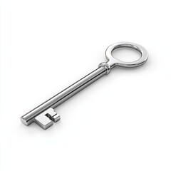 Modern 3D Key Icon for Secure Access Campaigns on White Background with Copy Space