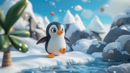Fototapeta premium Playful penguin in a fun setting
