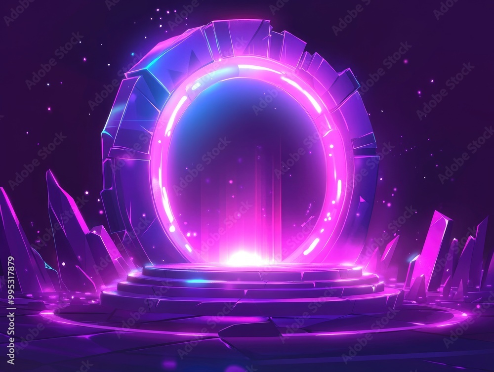 Aufkleber radiant vortex with bright light circular teleport platform enchanted gateway in a fantasy setting s