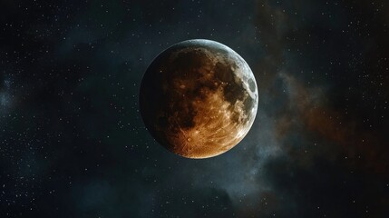Naklejka premium Total lunar eclipse with a dark backdrop