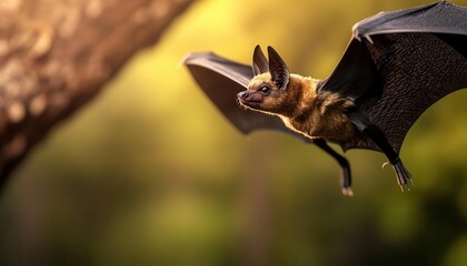 Obraz premium Flying Bat in Golden Light