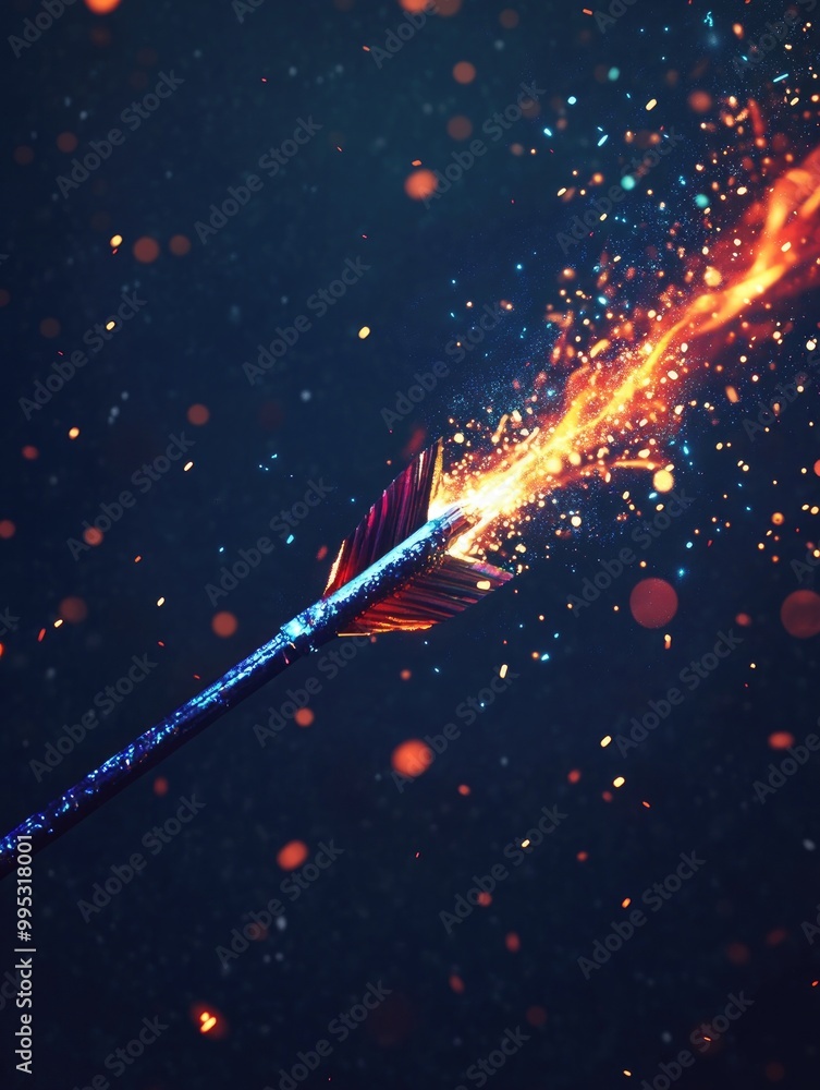 Poster vfx arrow effect featuring vibrant light trails sparkles and a realistic spell blast in motion fanta