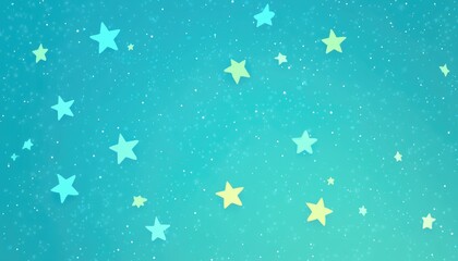 Light blue and green 2D cartoon texture featuring vibrant astronomical stars A colorful illustration ideal for astronomy themed websites