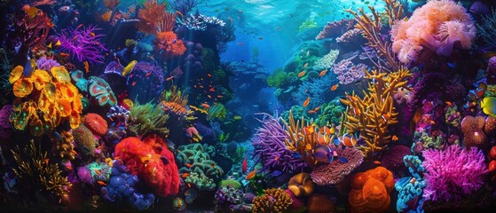 Vibrant Coral Reef Ecosystem Underwater Scene