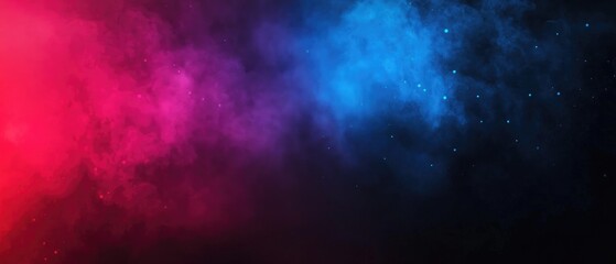 Vibrant gradient background featuring bright red and blue tones set against a black backdrop