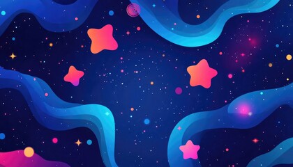 Light blue 2D cartoon template featuring cosmic stars A glittering abstract design with vibrant celestial elements ideal for use on astronomy themed websites