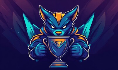 Esports logo featuring a champion trophy mascot designed for your top tier gaming team