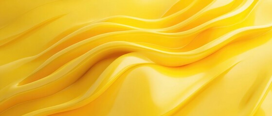 Obraz premium A vibrant yellow abstract illustration featuring smooth wavy lines on a flat surface perfect for use as a background