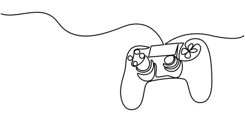 One continuous line drawing of  Joystick linear style sign for mobile. Game equipment concept. Single line draw design vector graphic illustration, Game stick in one continuous line drawing. Joystick