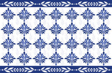 Seamless Floral Repeat Pattern with Ornamental Monochrome Motifs for Textile Design, Fabric Texture, Digital Print, and Vintage Ethnic Fashion in Traditional Geometric Style