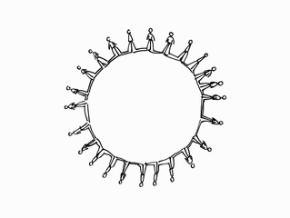 Minimalist Line Art Depicting a Circle of Individuals: Embracing Inclusivity, Equality, and Unity Through a Single-Line Drawing