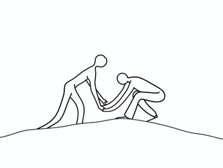 Mutual Assistance: A Simple Line Drawing Illustrating the Power of Collaboration