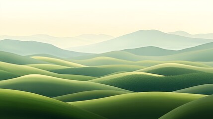 Green hills illustration background, up and down hills wallpaper