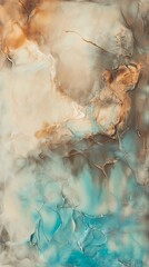 Flowing fractal abstract background marble like cream and blue colors wallpaper