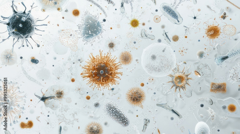 Poster microscopic view of diverse biological structures