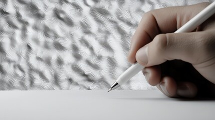 Hand Writing with Pen on White Abstract Background