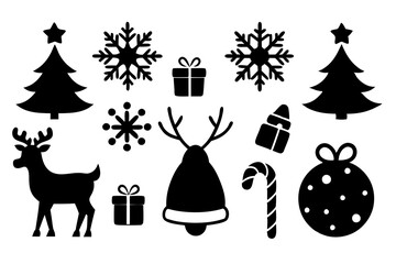 Christmas icons set. Vector illustrations.