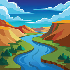 landscape with mountains and river