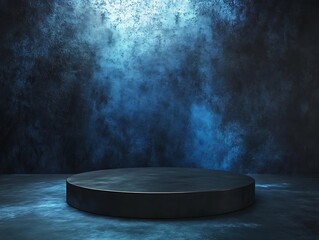 Textured dark blue, white and black background with a scene on the ground, showcase of products