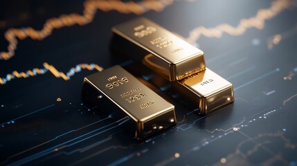 Gold Bars on Financial Chart Background